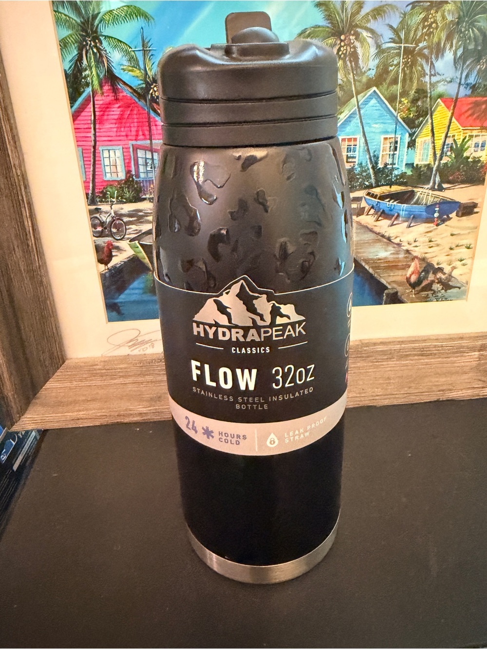 HydraPeak Flow 32oz Insulated Water Bottle - Black Camo Leopard